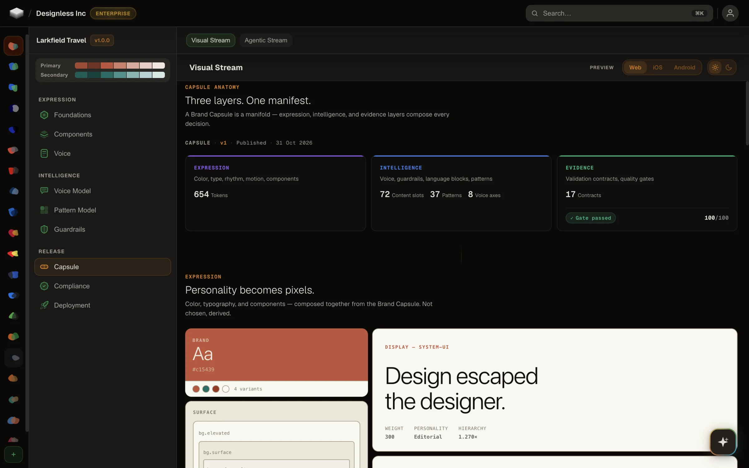 Creating and publishing a brand in LESS Studio.
