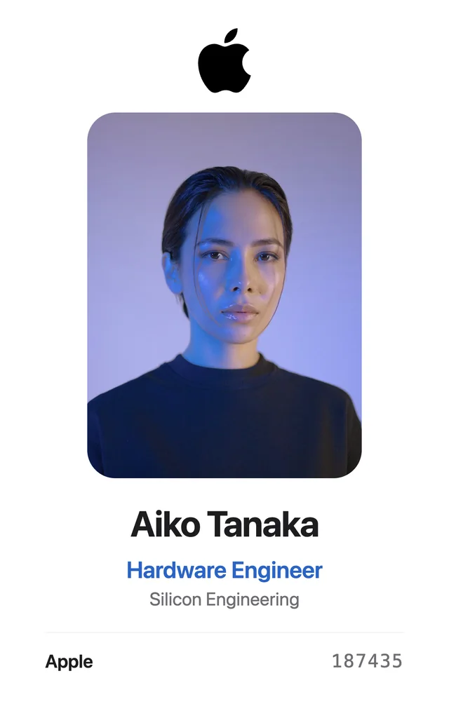 Apple demo staff badge for Aiko Tanaka