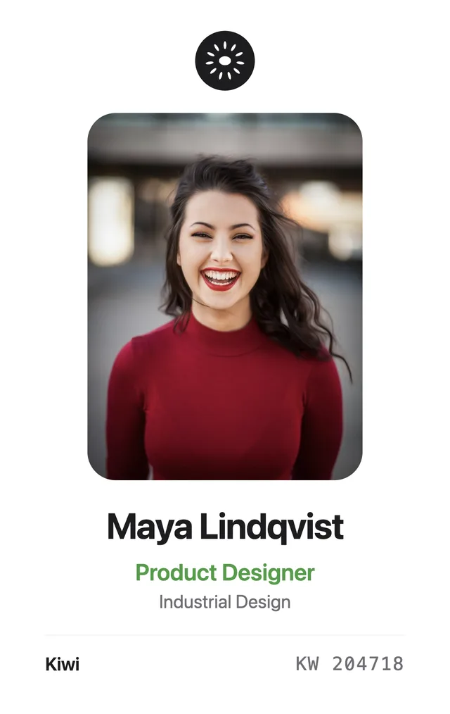 Kiwi staff badge for Maya Lindqvist